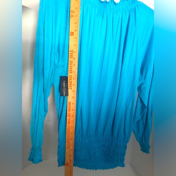 Women’s Faded Glory Turquoise Crinkle Peasant Blouse 3x (22-24) - Picture 4 of 6